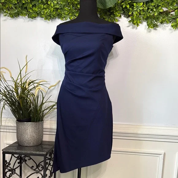 Milly | Dresses | Nwt Milly Ally Cady Navy Blue Asymmetrical Off The  Shoulder Fitted Dress 2 | Poshmark